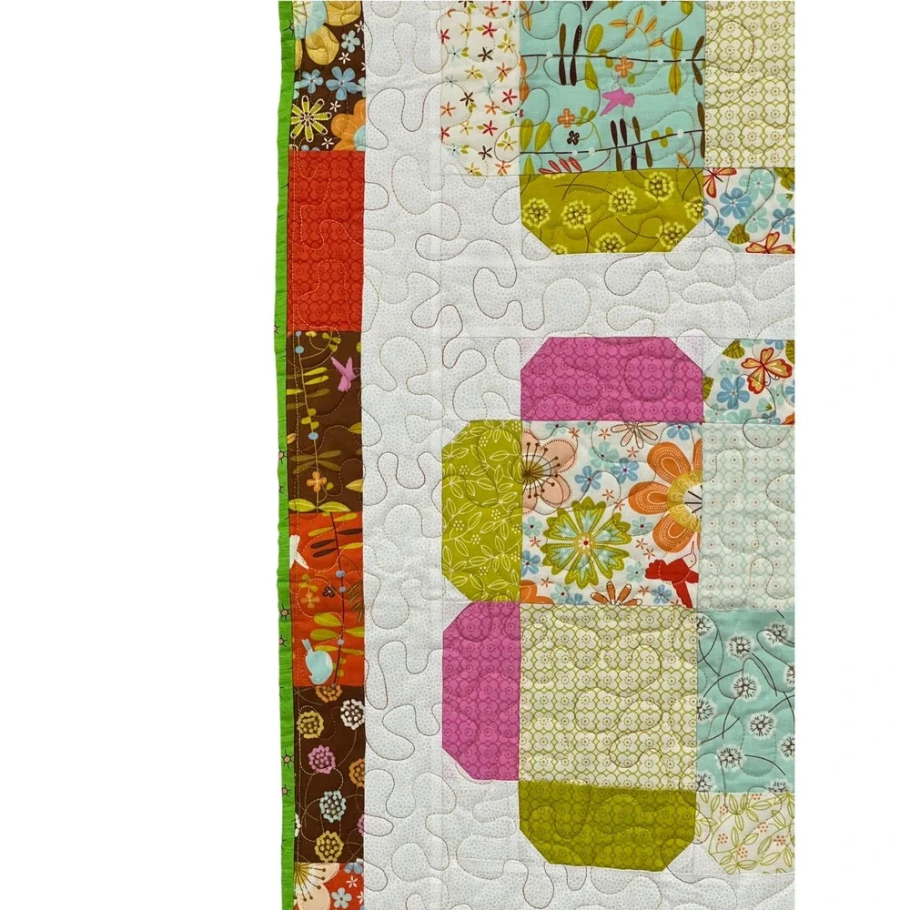 Handmade Quilted Patchwork Table Runner 50 x 21 Inch Colorful Cottage Decor